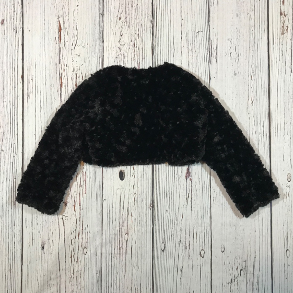Girl Black Fur Bolero - Picture 4 of 5